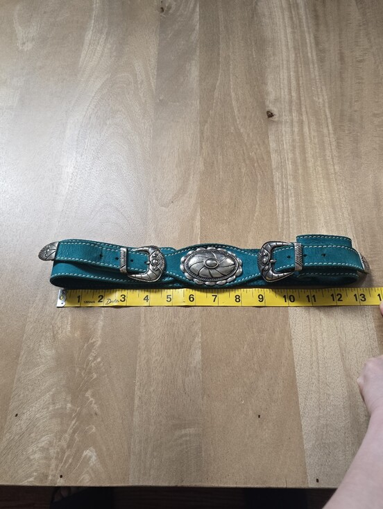 no brand Accessories - Vintage Western Double Buckle Belt Teal Turquoise Suede Concho Boho Womens S M